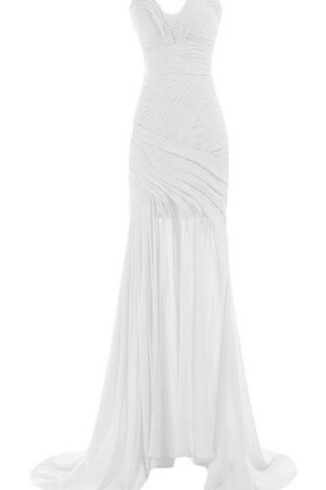 Robe mère de mariée ruché avec perle de traîne courte en chiffon fermeutre eclair