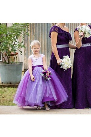 Robe cortège fille de princesse textile en tulle avec nœud avec fleurs jusqu'au sol