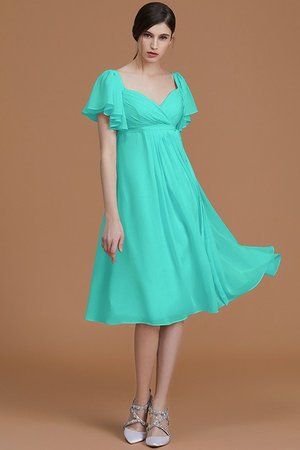 Robe demoiselle d'honneur naturel col en forme de cœur avec chiffon ruché avec zip