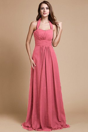 Robe demoiselle d'honneur fermeutre eclair de lotus dénudé manche nulle en chiffon