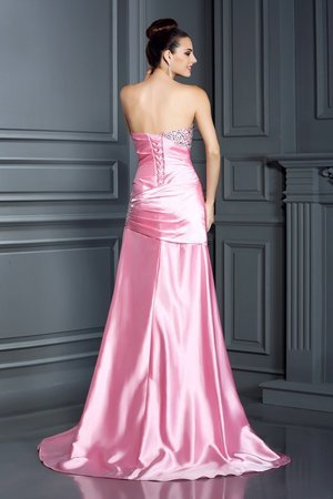 Robe de bal longue satin tissé extensible de traîne courte manche nulle de sirène