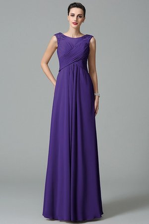 Robe demoiselle d'honneur de princesse a-ligne en chiffon avec zip encolure ronde