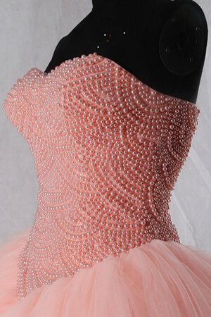 Robe de quinceanera plissé fermeutre eclair avec décoration dentelle jusqu'au mollet cordon