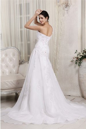 Robe de mariée longue manche nulle en organza avec perle appliques