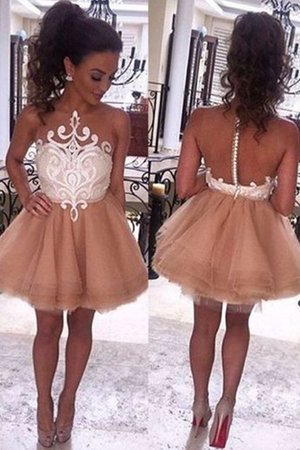 Robe fête de la rentrée appliques textile en tulle a-ligne passionnant courte