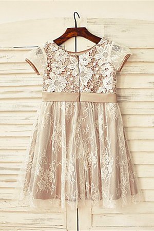 Robe cortège fille naturel avec manche courte a-ligne fermeutre eclair de princesse