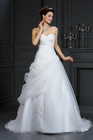 Robe de mariée longue de col en cœur avec sans manches de mode de bal avec perle