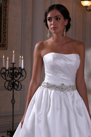 Robe de mariée naturel avec perle en satin longueur au ras du sol de mode de bal