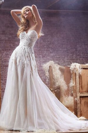 Robe de mariée avec cristal col en forme de cœur ligne a de traîne moyenne textile en tulle