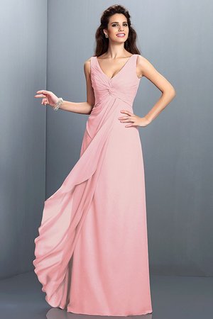 Robe demoiselle d'honneur plissage longue de princesse a-ligne bandouliere spaghetti