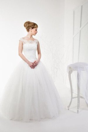 Robe de mariée naturel plissage de mode de bal en tulle fermeutre eclair