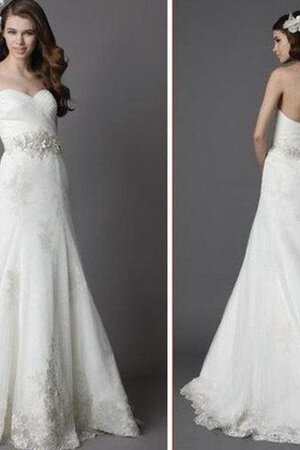 Robe de mariée naturel manche nulle en organza a-ligne de col en cœur