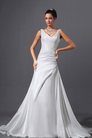 Robe de mariée facile de col en v ruché entrecroisé manche nulle