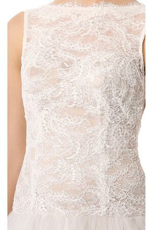 Robe de mariée ligne a longueur au ras du sol de col bateau avec zip en organza