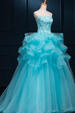 Robe de quinceanera naturel bandouliere spaghetti de mode de bal manche nulle avec perle