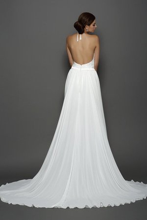 Robe de mariée longue de princesse avec chiffon a-ligne avec décoration dentelle