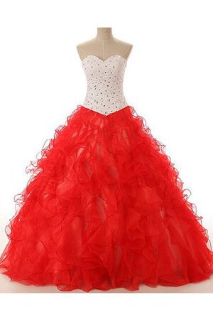 Robe de quinceanera naturel textile en tulle de col en cœur avec perle en satin