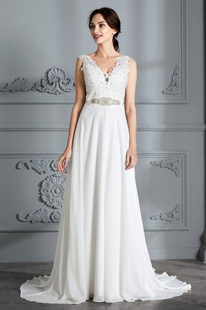 Robe de mariée naturel ligne a avec chiffon avec sans manches v encolure