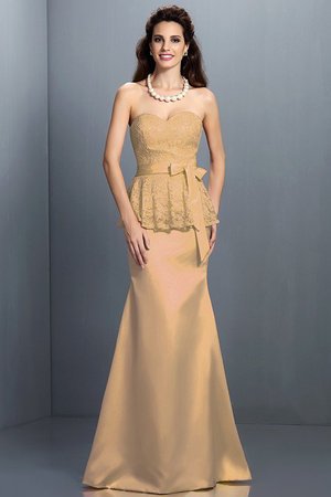 Robe demoiselle d'honneur longue naturel de col en cœur en satin avec sans manches