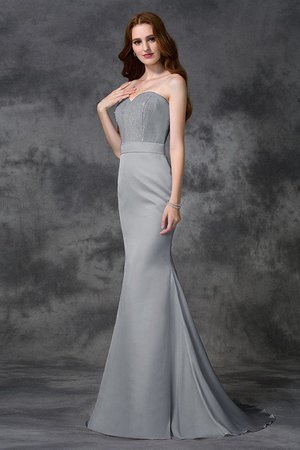 Robe demoiselle d'honneur longue avec chiffon en satin de col en cœur de sirène