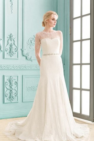 Robe de mariée sage simple avec décoration dentelle avec manche longue en plage