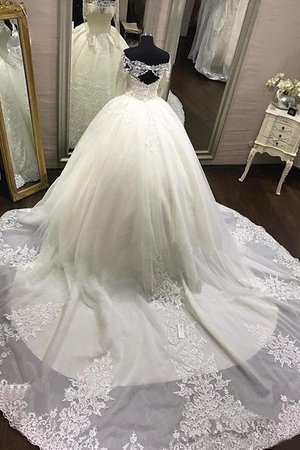 Robe de mariée plus récent epaule nue de traîne longue de mode de bal appliques