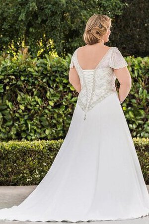 Robe de mariée lache avec chiffon ligne a de col en v en dentelle