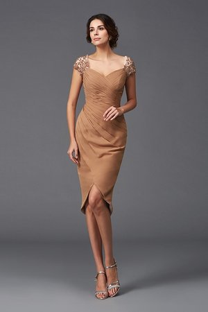 Robe de cocktail naturel appliques asymétrique fermeutre eclair haut bas