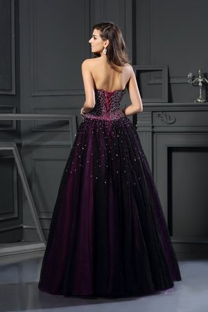 Robe de quinceanera longue cordon en satin de mode de bal avec sans manches