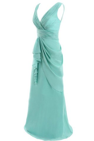 Robe demoiselle d'honneur fermeutre eclair v encolure avec chiffon ligne a jusqu'au sol