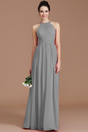 Robe demoiselle d'honneur naturel de princesse avec sans manches ruché avec chiffon