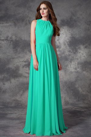 Robe demoiselle d'honneur naturel longue au niveau de cou de princesse en chiffon