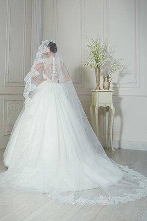 Robe de mariée eclaté plissé avec perle a-ligne de traîne moyenne