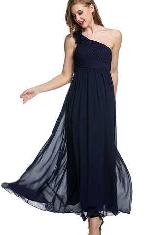 Robe demoiselle d'honneur plissage avec zip d'épaule asymétrique en chiffon manche nulle