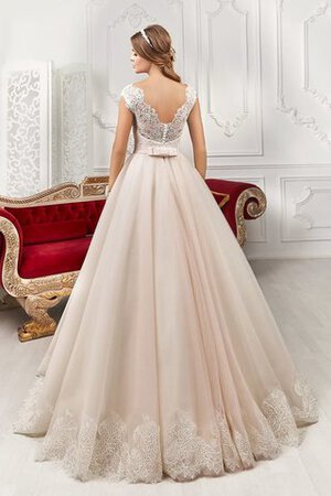 Robe de mariée longueru au niveau de sol textile en tulle avec nœud manche nulle ligne a