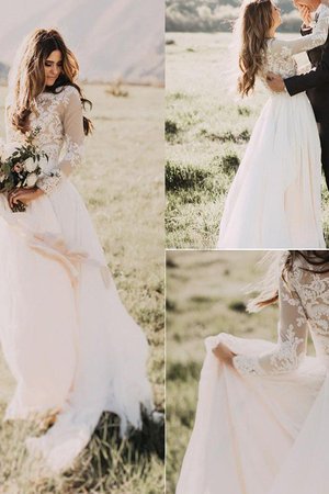 Robe de mariée avec chiffon textile en tulle v encolure avec manche longue adorable