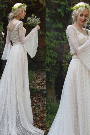 Robe de mariée a-ligne en satin extensible haute qualité en dentelle modeste