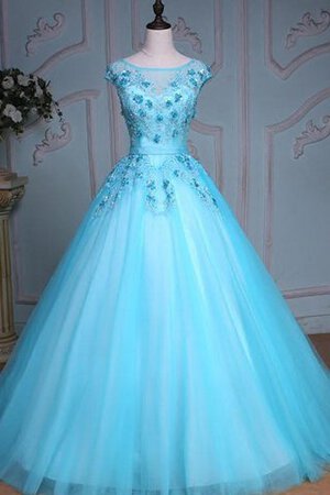 Robe de quinceanera de lotus arrivée au mollet en tulle avec perle decoration en fleur