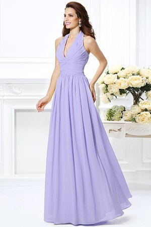 Robe demoiselle d'honneur longue ligne a avec chiffon manche nulle avec fronce