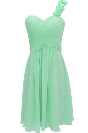Robe demoiselle d'honneur bref naturel avec fleurs avec lacets d'épaule asymétrique