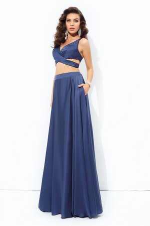 Robe de bal naturel longue jusqu'au sol avec chiffon en satin