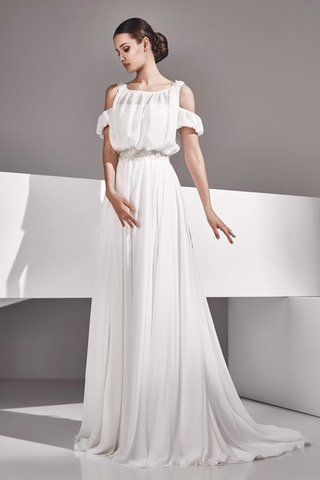 Robe de mariée longue manche nulle de tour de ceinture en haute avec cristal jusqu'au sol