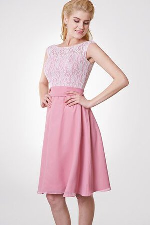 Robe demoiselle d'honneur bref romantique ligne a avec manche courte en dentelle