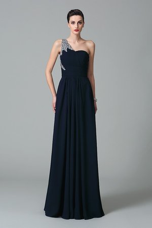 Robe de soirée longue avec chiffon d'épaule asymétrique a-ligne de princesse