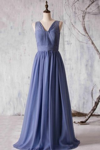 Robe demoiselle d'honneur plissage naturel avec chiffon a-ligne de col en v