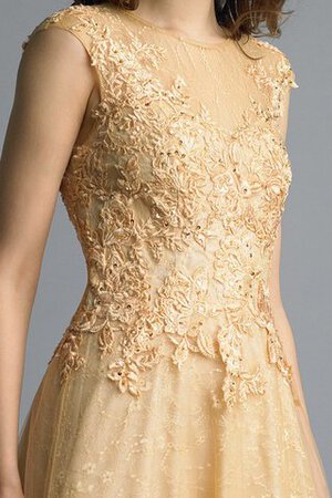 Robe de bal naturel elevé appliques longueur au ras du sol avec manche courte