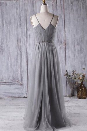 Robe demoiselle d'honneur romantique croisade avec chiffon ruché bandouliere spaghetti