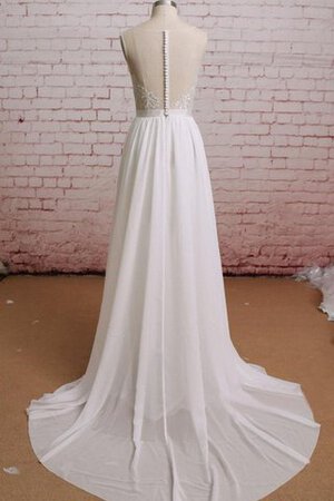 Robe de mariée classique en chiffon a-ligne encolure ronde manche nulle