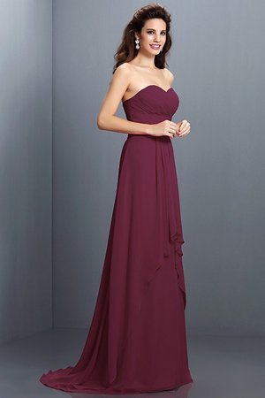 Robe demoiselle d'honneur naturel longue plissage avec fronce en chiffon