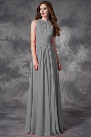 Robe demoiselle d'honneur naturel longue au niveau de cou de princesse en chiffon